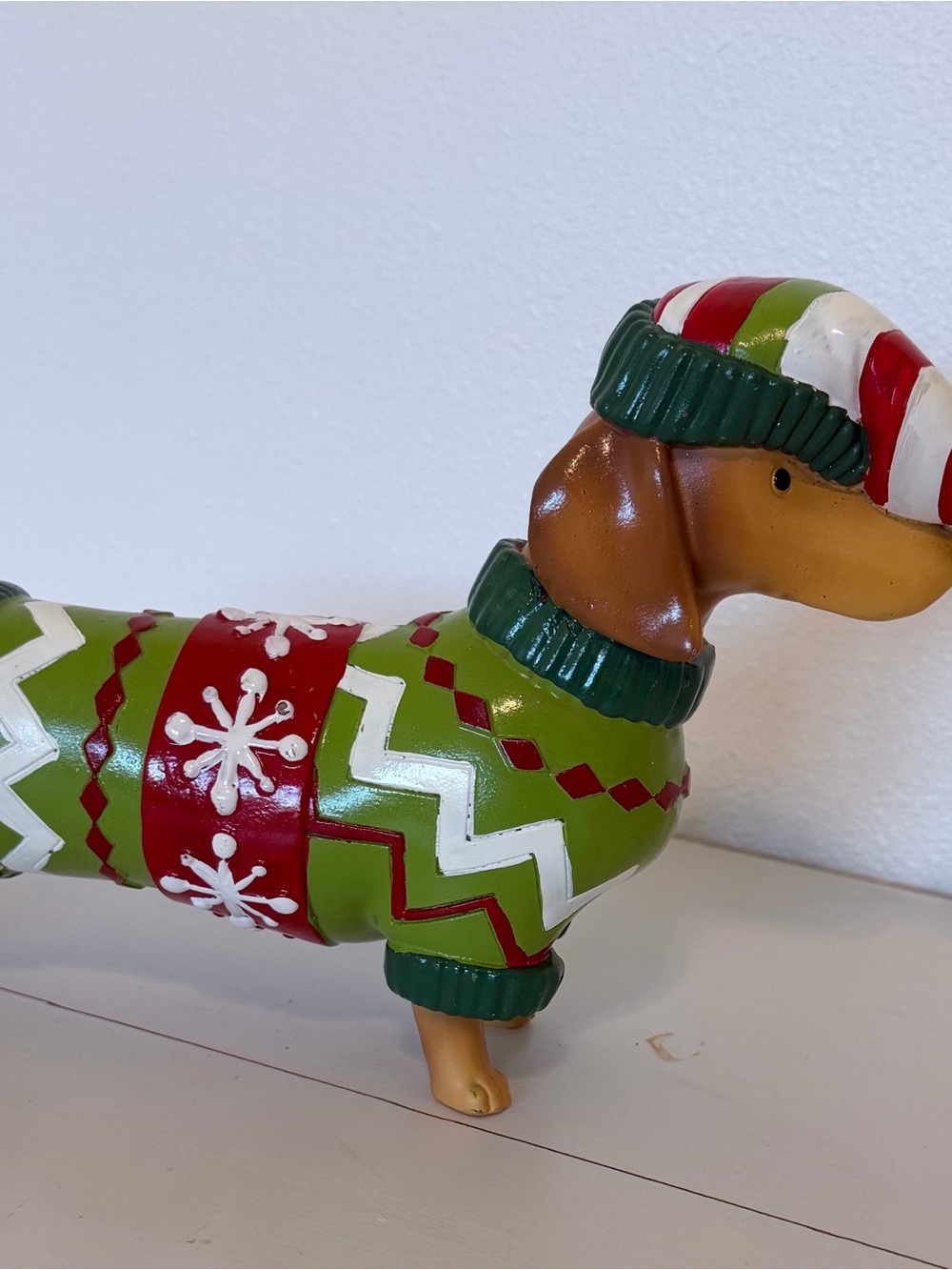 Christmas Dachshund Dog Holiday Sweater Figurine Decor
